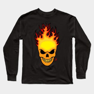 Skull on Fire Long Sleeve T-Shirt